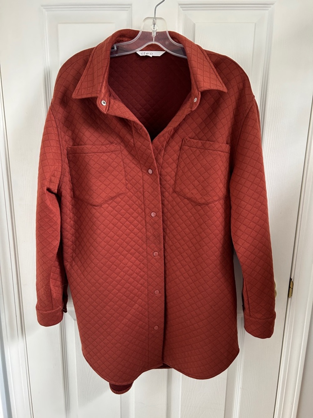 cleo Quilted Rust Button-Down Shirt Jacket